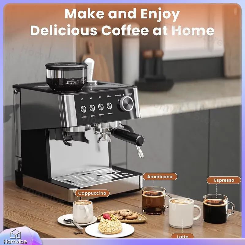 Home Bar And Coffee - 20 Bar Espresso Makinesi, Dahili Öğütücü